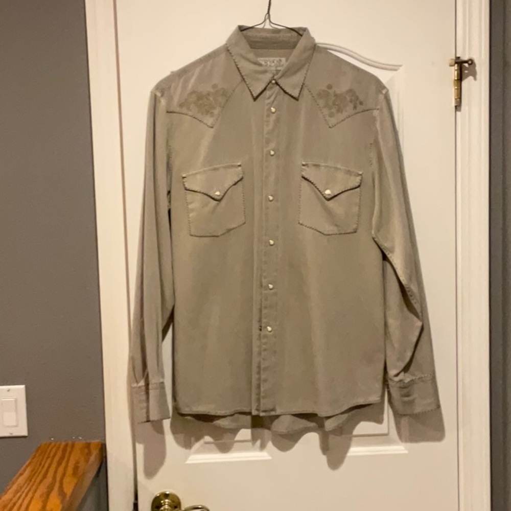 Men's Beige Western Shirt with Embroidery
